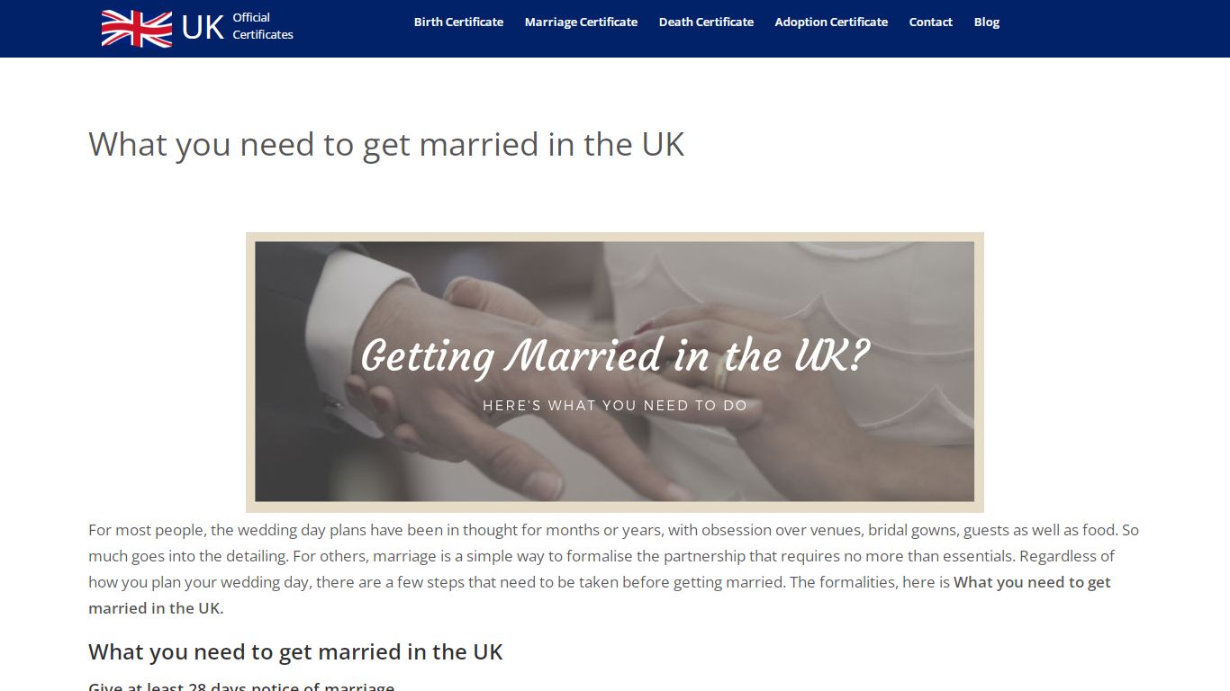 What you need to get married in the UK - UK Certificates